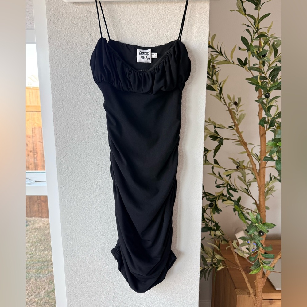Princess Polly Black Ruched mini Dress